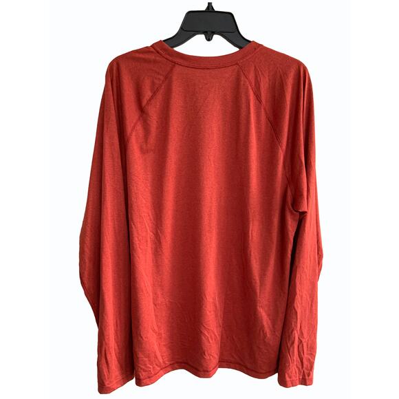 LL Bean Slightly Fitted Jersey Layer Orange Raglan Sleeve Pullover Size L Reg - Picture 4 of 4